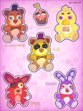 FNAF plushies sticker sheet