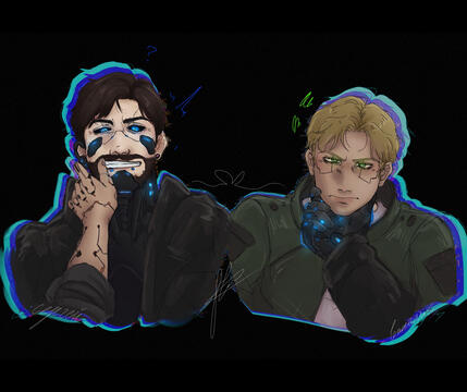 Sergey and Vitaliy (Cyberpunk AU)